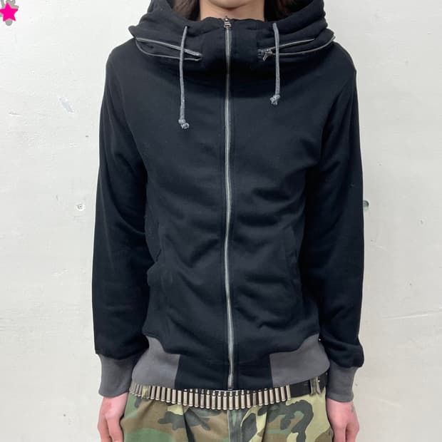 Big Hoodie Zipper Black Hoodie Zip-Up