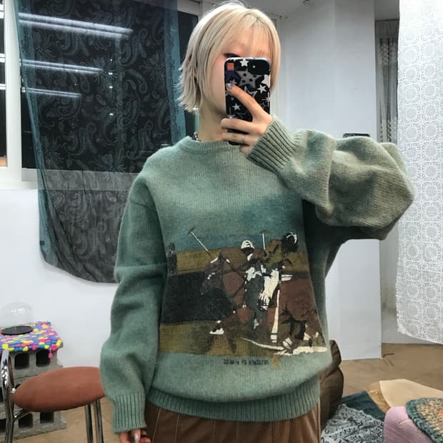 빈티지 프린팅 니트 