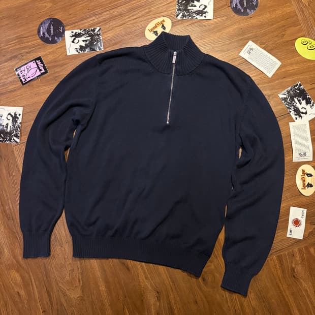 에르메네질도 제냐 네이비 집업 풀오버 니트