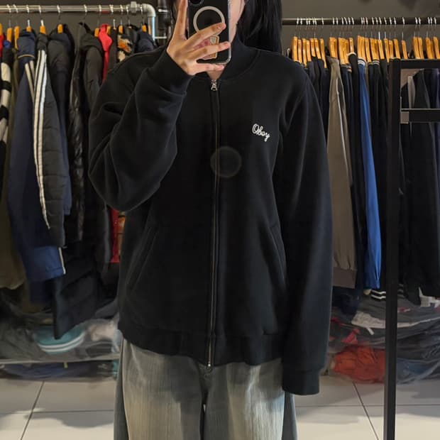 오베이 코튼 블랙 집업