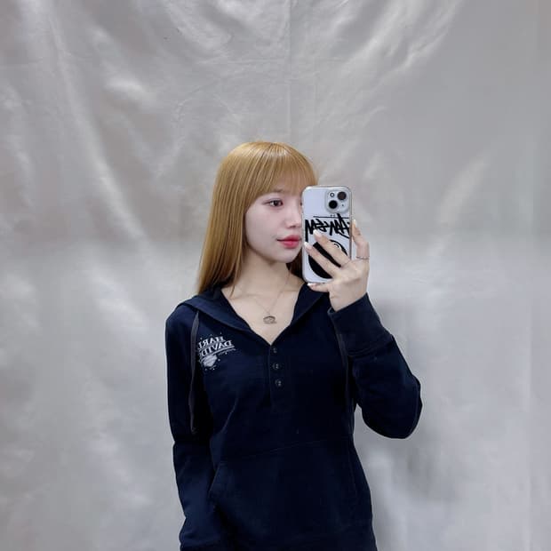 할리데이비슨 오픈카라 비즈 블랙 후드 