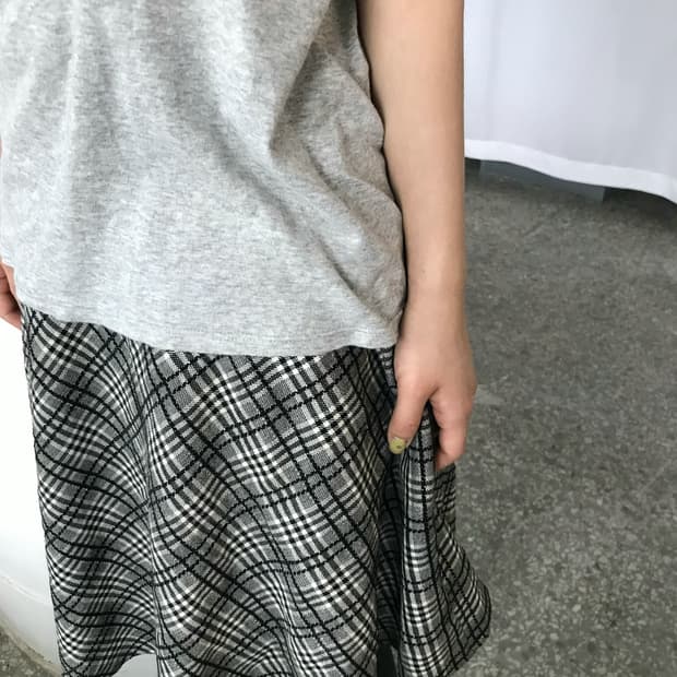 체크 플리츠 스커트 