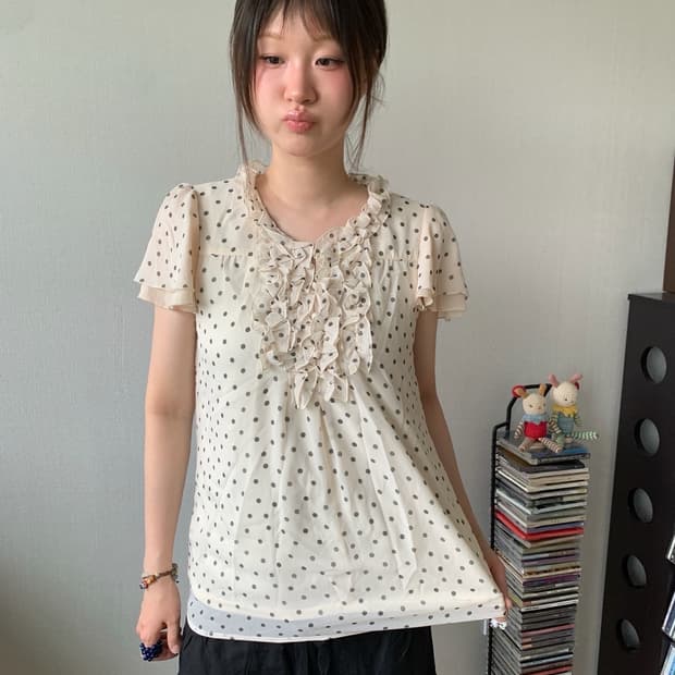 ethnic dot frill.. blouse