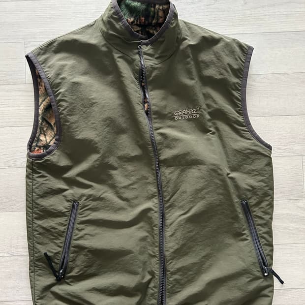 그라미치 리버시블 플리스 베스트 Leaf Camo