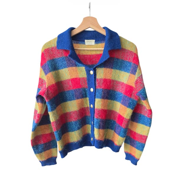 Ray Beams 키치한 컬러믹스 빈티지 가디건(japanese vtg)