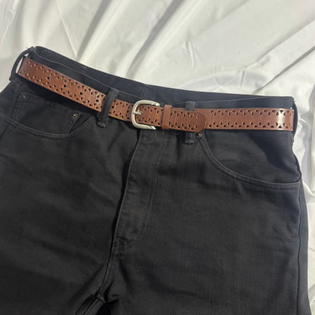 빈티지 펀칭 레더 벨트 웨스턴