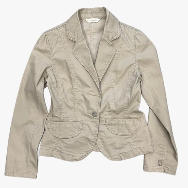 beige denim botton blazer