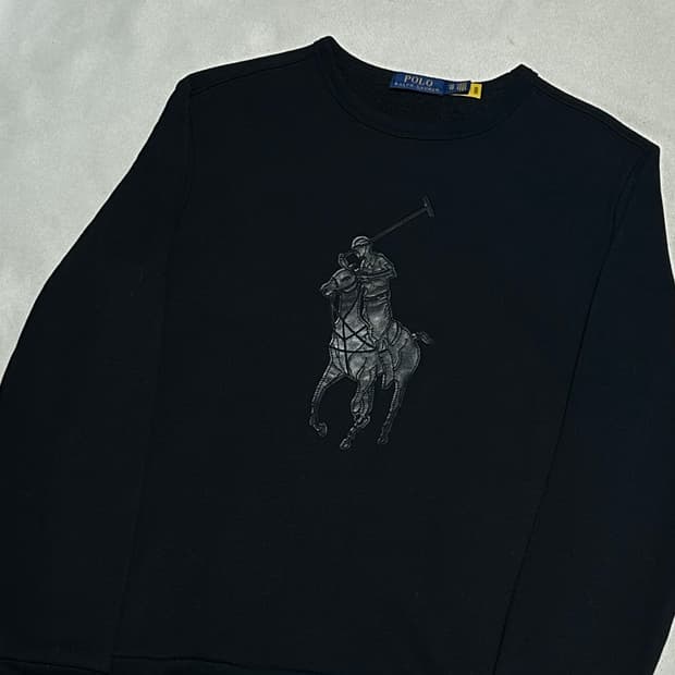 XS 폴로랄프로렌 빅포니 블랙 기모 맨투맨