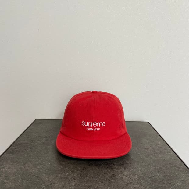 슈프림 클래식 로고 워시드 린트 레드 볼캡 모자 6패널 캡