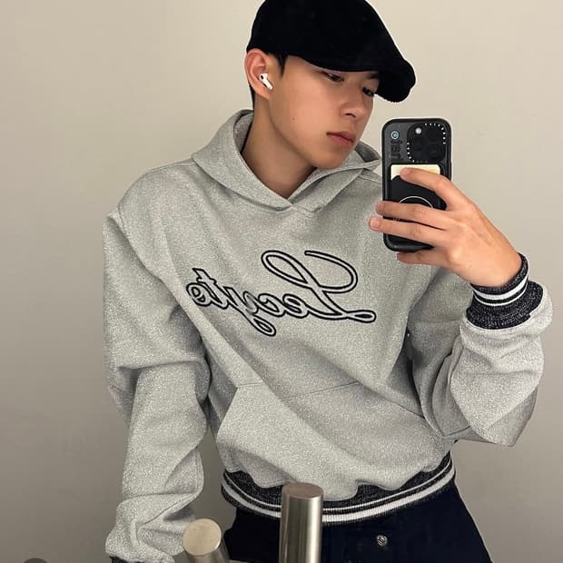 레씨토 샤이닝 엠보싱 후드 후디