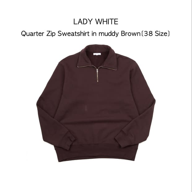 LADY WHITE 쿼터 집 스웨트셔츠 머디 브라운
