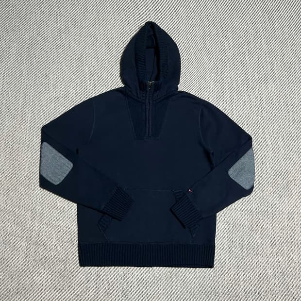 [M] Tommy 타미힐피거 네이비 기모 반집업 후드티