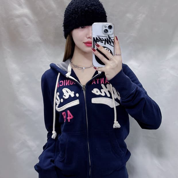 후아유 산타모니카 네이비 후드집업 