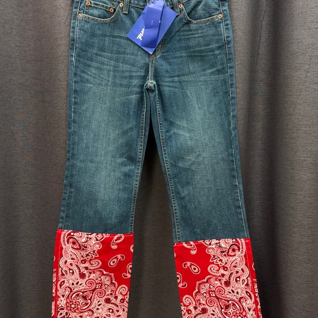 리바이스 리메이크 진 데님 팬츠 워싱 페이즐리 배색