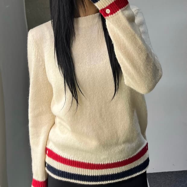 톰 브라운 보트 넥 울 스웨터