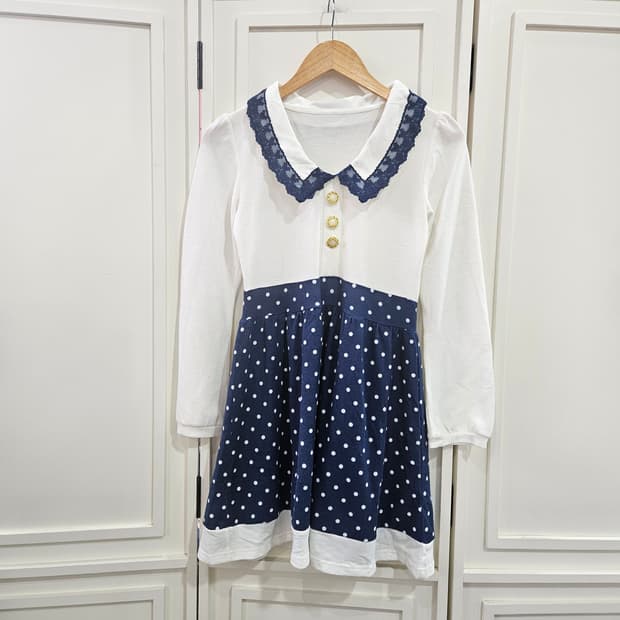 도트 긴팔 원피스