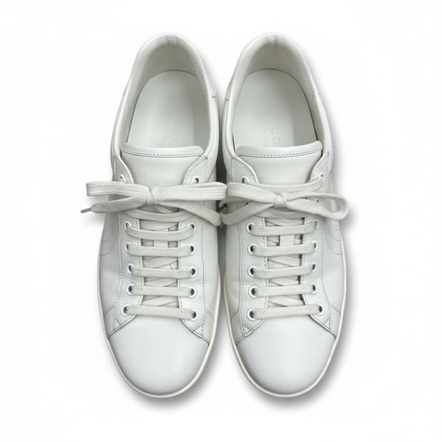 구찌 정품 인터로킹 G 로고 화이트 레더 스니커즈 265