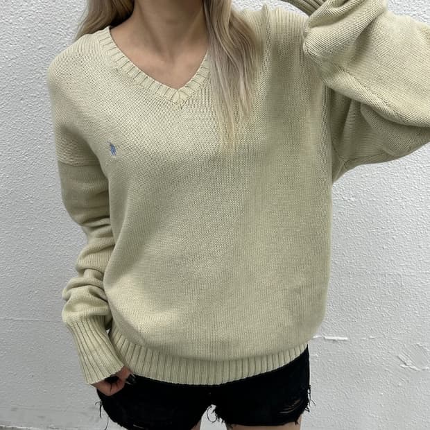 폴로 랄프로렌 베이비블루포니 베이지 브이니트 100