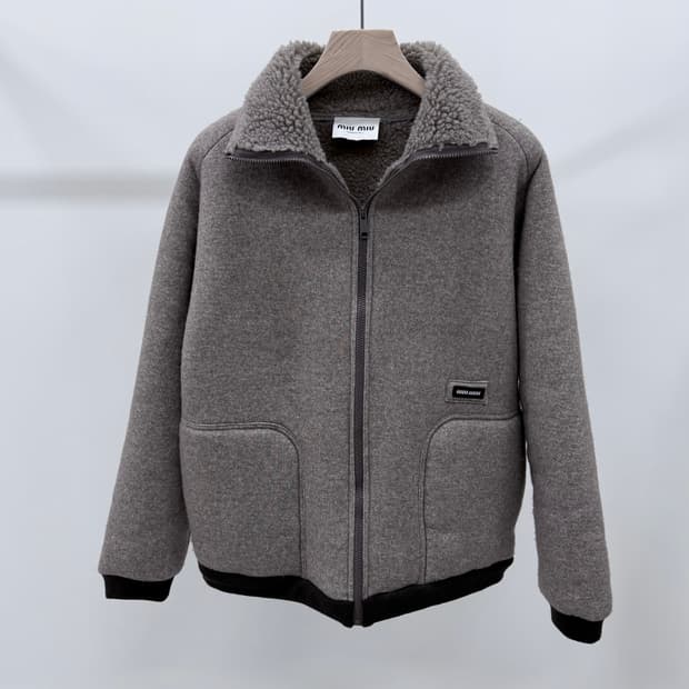 [S+급/42] 25FW 미우미우 시어링 코튼 플리스 블루종 자켓