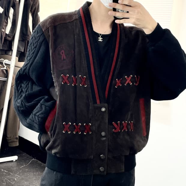 L(XL) REDOX 양가죽 도킹 에스닉 봄버 자켓