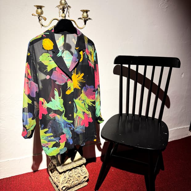 Abstract Floral Sheer Shirt   