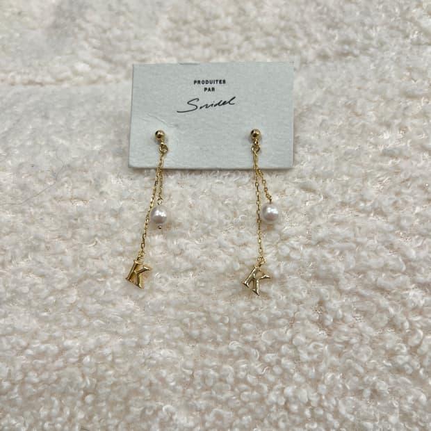 snidel 진주 이니셜 롱 귀걸이