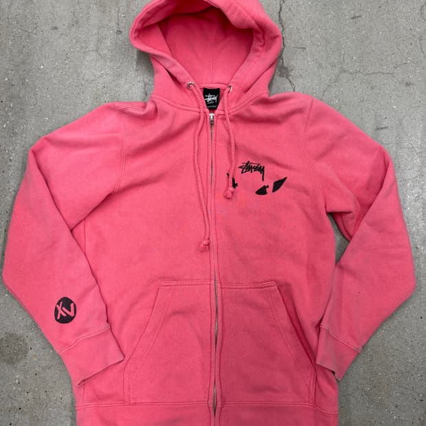 stussy multi logo zipup hoodie
