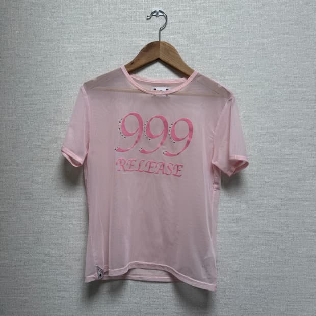 (스컬프터) 999 핑크 시스루 티