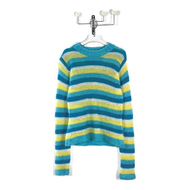 빈티지 블루 스트라이프 울 블렌드 니트