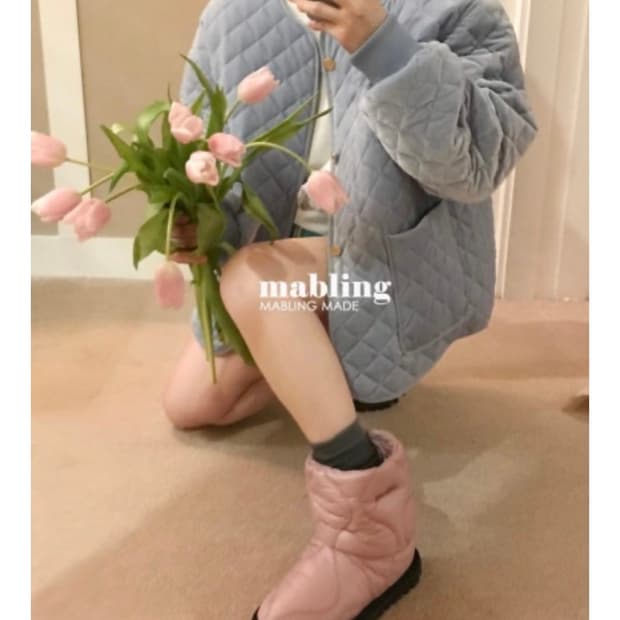 마블링 velvet quilted jacket (babyblue)