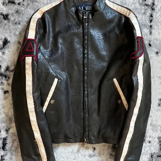 2000s Armani Biker Leather Jacket L