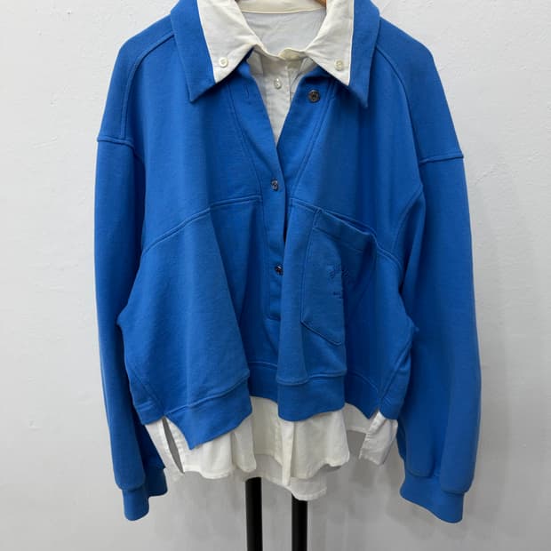 정품) 시스템 한섬 22ss 오버핏 레이어드 셔츠 맨투맨 82