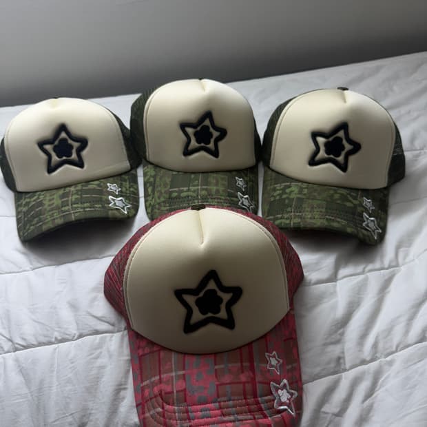 스타팀 레오파드 트러커캡 핑크, 그린