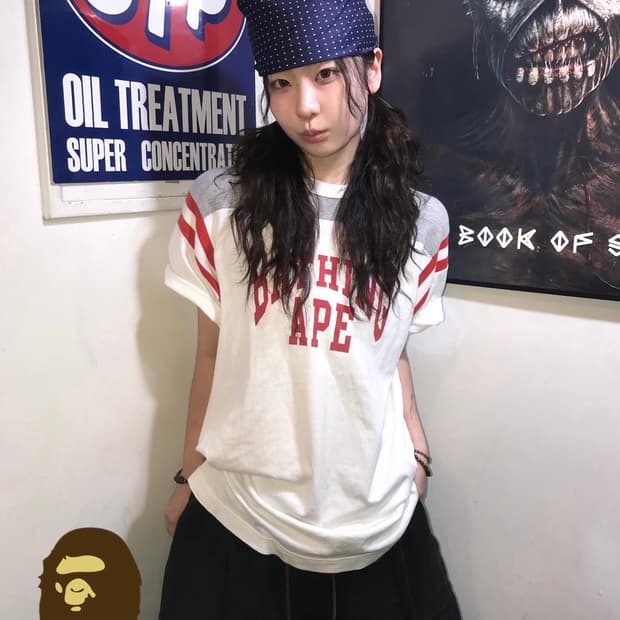 베이프 프린팅 풋볼 반팔 티셔츠