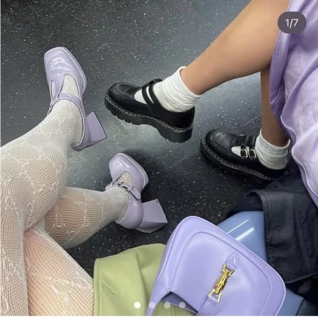 로리타 갸루 Circus NY 라벤더 통굽 메리제인 슈즈 235