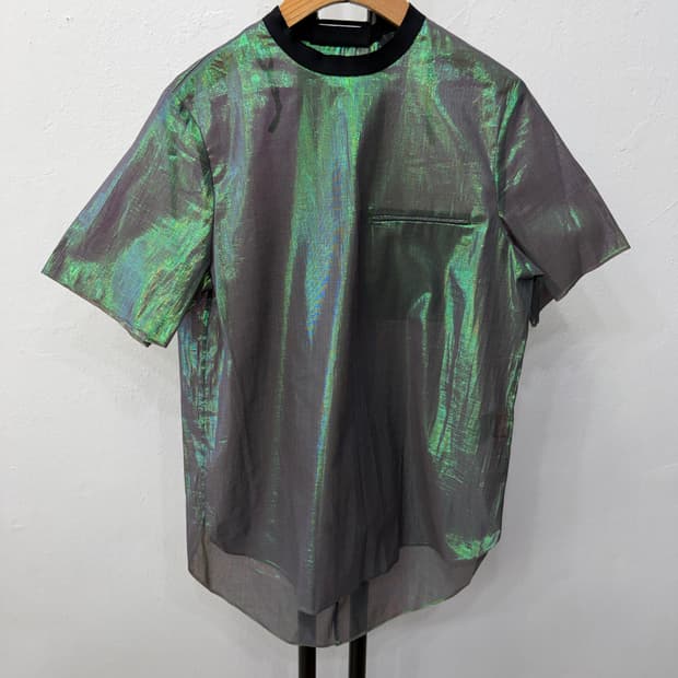 정품) COS 코스 여성 오간자 블랙 배색 반팔 셔츠 34