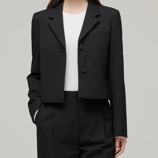 S 무신사스탠다드 우먼 크롭 블레이저 자켓 블랙