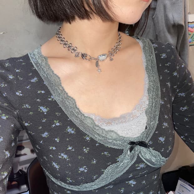 베키 스퀘어 펄 목걸이