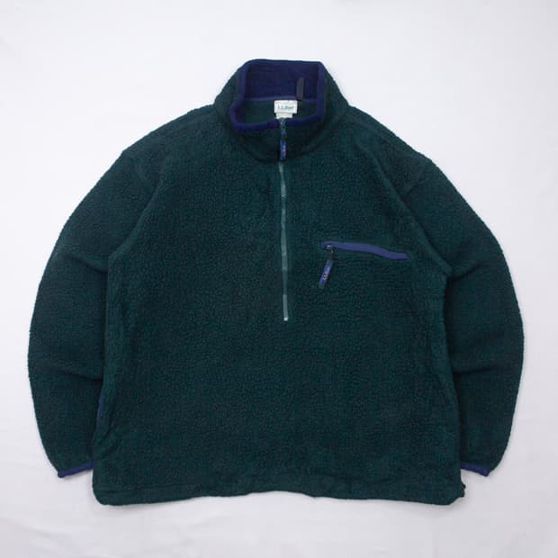 80s 엘엘빈 하프집 딥파일 플리스 자켓 딥그린