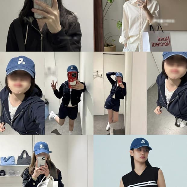 화이트 블루 진청 레스트앤레크레이션 데님 볼캡 모자  