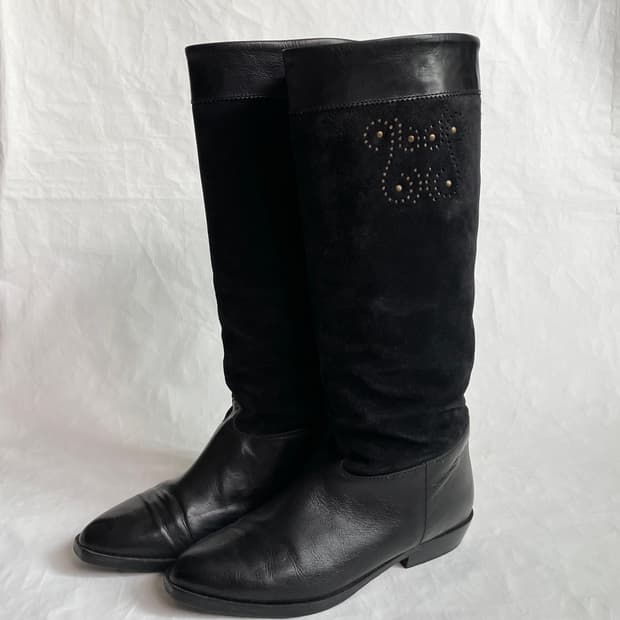 90s Made in Italy 빈티지 스웨이드 롱 부츠