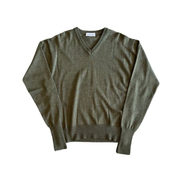 크리스챤 디올 브이넥 하이게이지 울스웨터