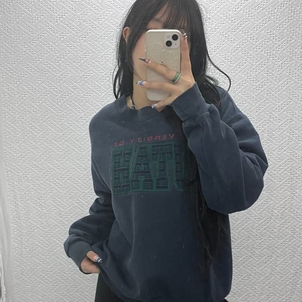 잔스포츠 올드스쿨 레트로 체크로고 약기모 맨투맨 M C07789