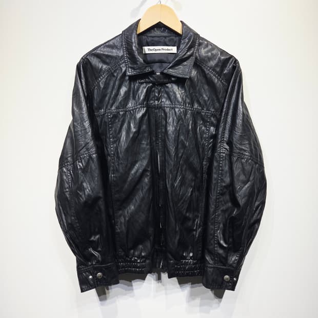 TheOpen Product 더오픈프로덕트 크링클 메탈 집업 자켓 블랙