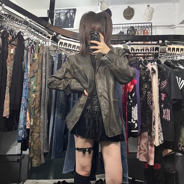일본 빈티지 레더 블레이저