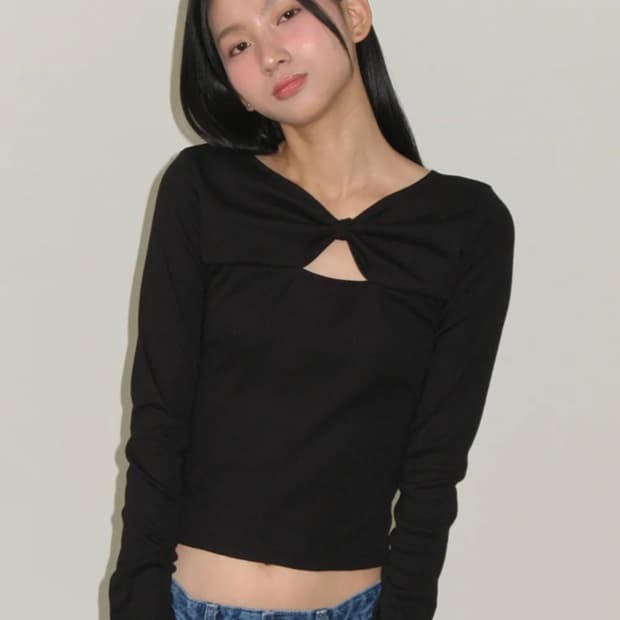 Ribbon long sleeve black