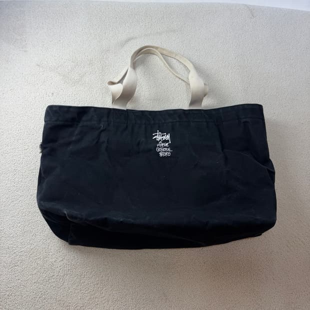 스투시 90s 블랙 캔버스 도트백 가로 /세로 58cm / 40cm