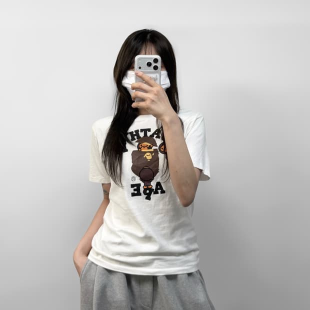 베이프 Bape 컬리지 마일로 반팔티 화이트