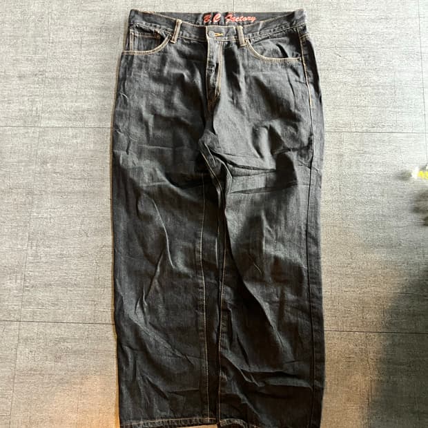 일본빈티지 Bcfactory 핀터깔y2k 보헤미안스트릿 워시드데님팬츠