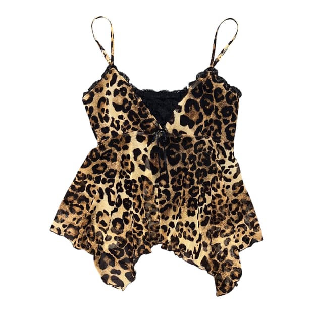 Pumpkin 펌킨 호피레이스 끈 나시 갸루y2&